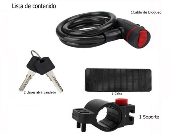 CANDADO CABLE LLAVE 12X1500 MM NEGRO - Imagen 2